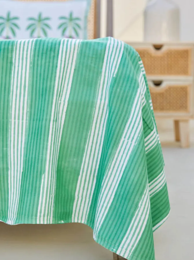 Green Stripes Cotton Bedsheet