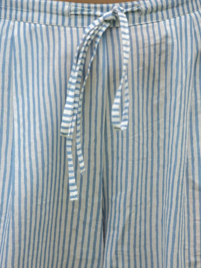 Grey Stripes Cotton Lantern Pants