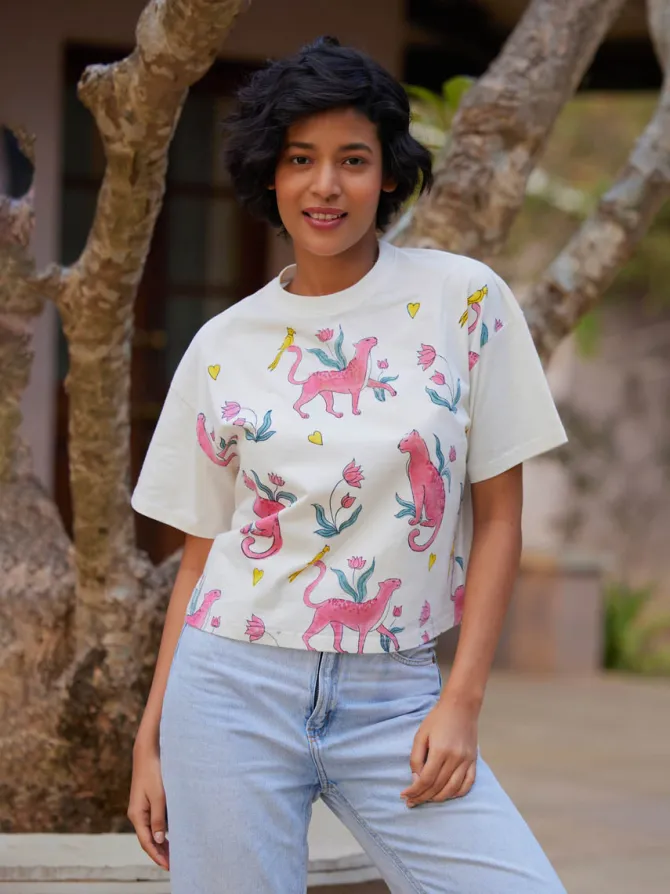 Gulaabo Hand Block Printed T-shirt