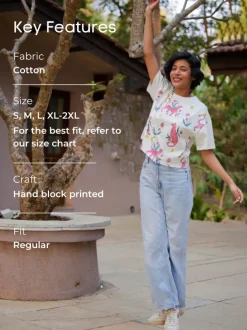 Gulaabo Hand Block Printed T-shirt