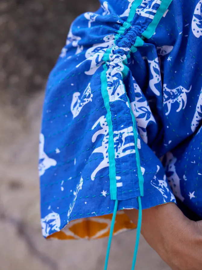 Gypsy Kantha Embroidered Block Printed Bomber Jacket