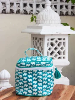 Haathi Block Printed Cotton Vanity Case