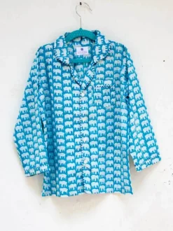 Haathi's March Block Printed Cotton Top & Pyjama Set