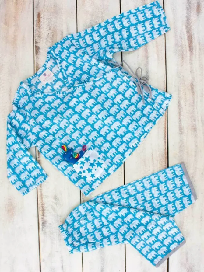 Haathi's March Organic Cotton Block Printed Angrakha Set