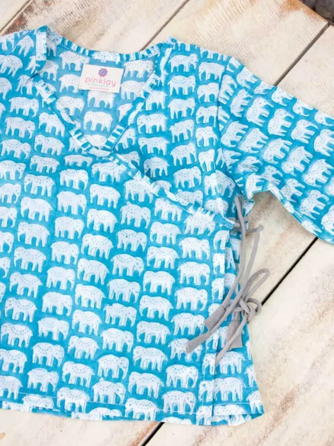 Haathi's March Organic Cotton Block Printed Angrakha Set