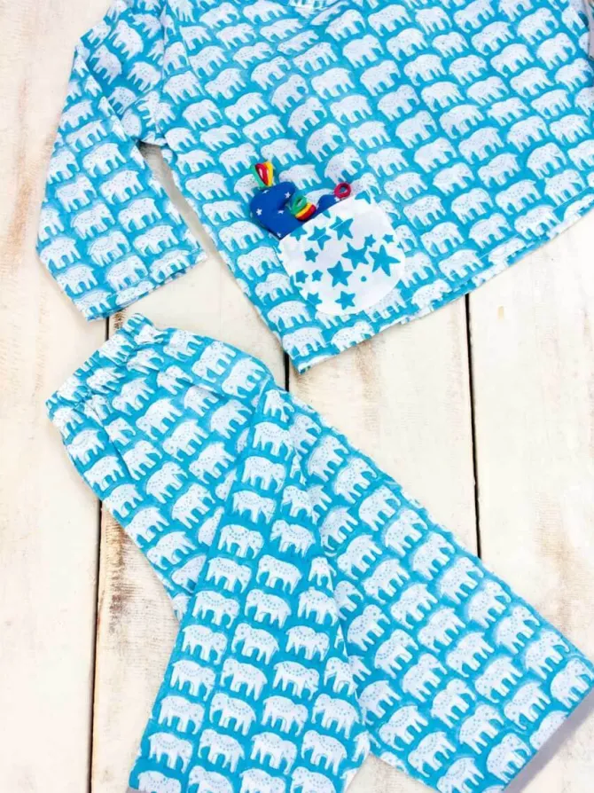 Haathi's March Organic Cotton Block Printed Angrakha Set