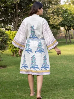 Harini Block Printed Waffle Cotton Bath Robe