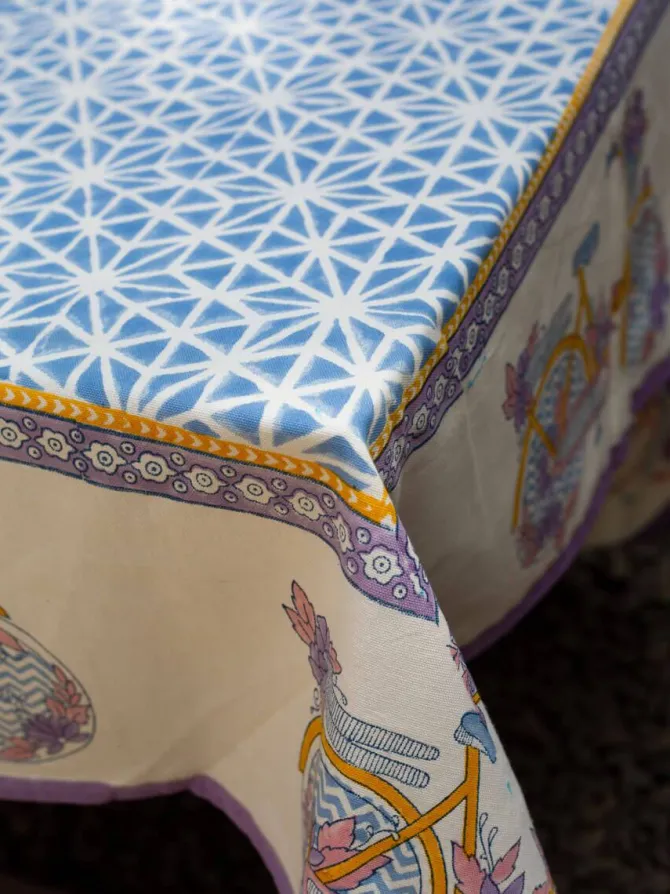 Heavenly Ride Block Printed Cotton Table Cover
