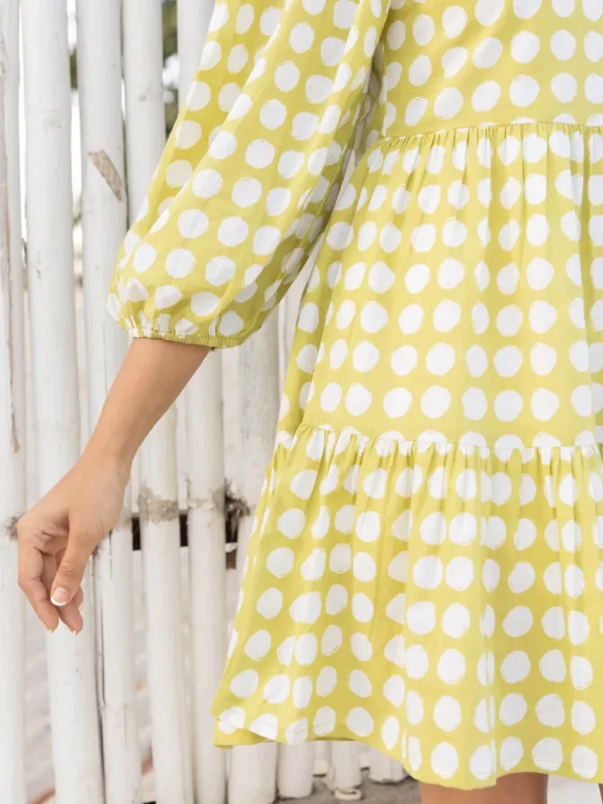 Helen Green Polka Cotton Midi Dress