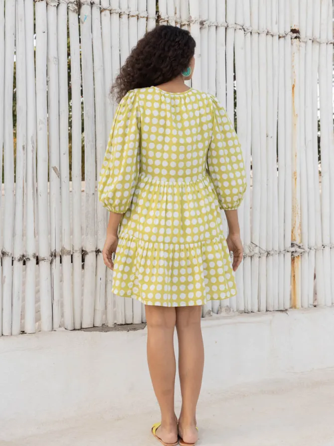 Helen Green Polka Cotton Midi Dress