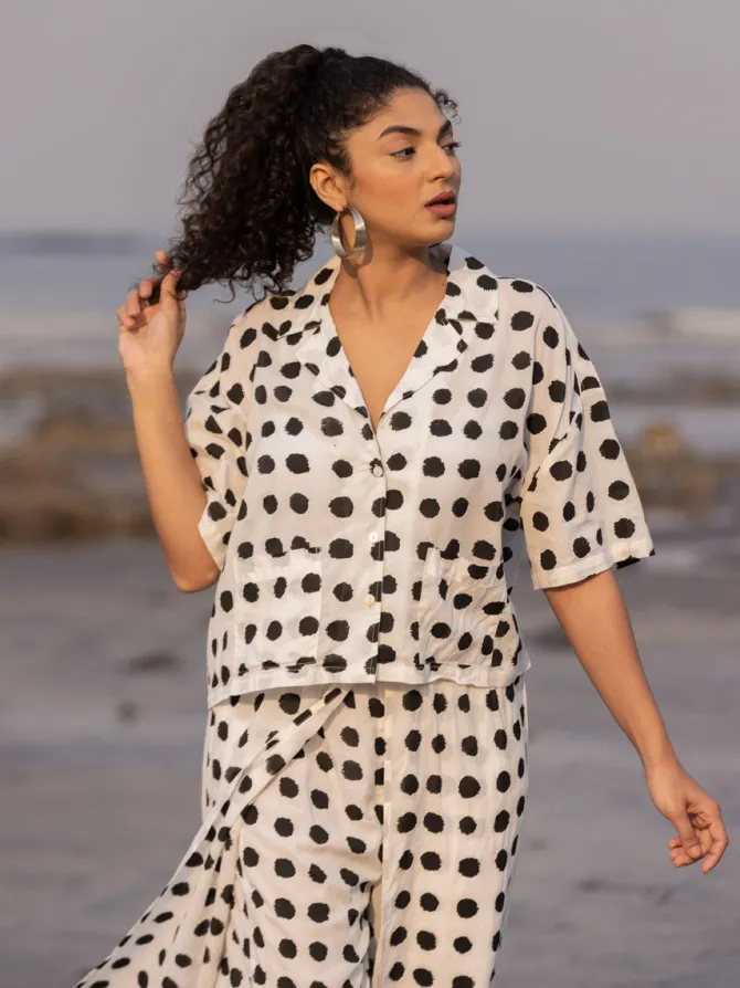 Holly Black Polka Modal Shirt Top