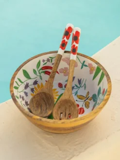 Holly Wooden Salad Bowl Set