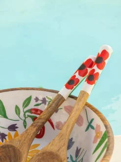 Holly Wooden Salad Bowl Set