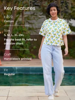Indian Lotus Hand Block Printed T-shirt