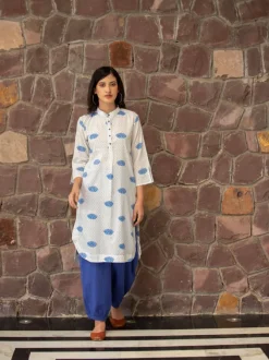 Ira Block Printed Cotton Long Kurta