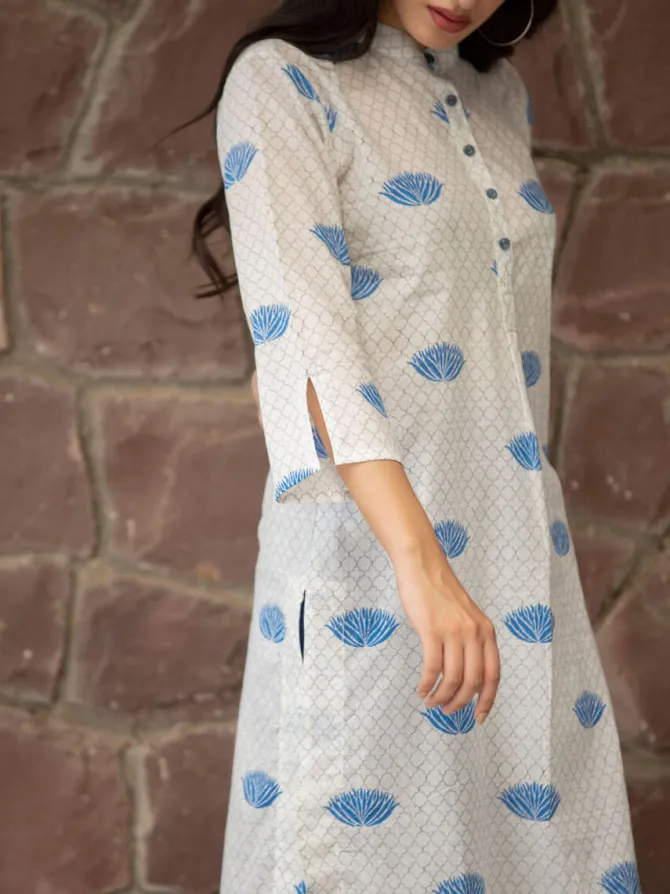 Ira Block Printed Cotton Long Kurta