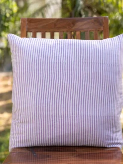 Iris Block Printed Cotton Cushion Cover - 20 Inch