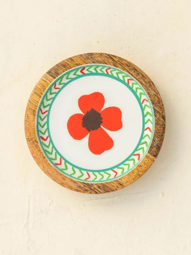 Iris Wooden Coaster Set