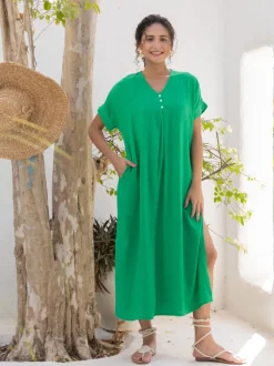 Ivy Solid Green Kaftan