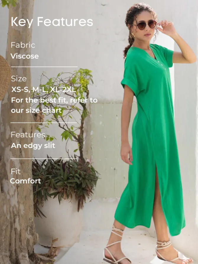 Ivy Solid Green Kaftan