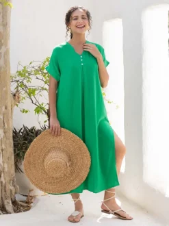 Ivy Solid Green Kaftan