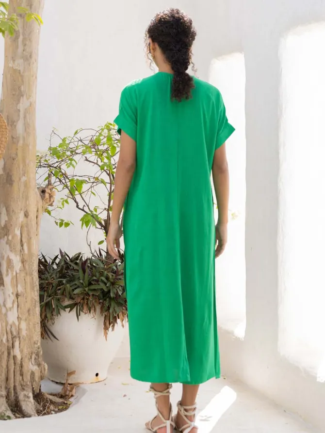 Ivy Solid Green Kaftan
