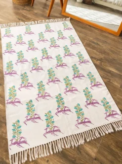 Kalki Block Printed Cotton Dhurrie Rug