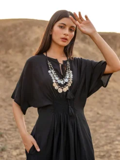 Kasturi Black Kaftan Maxi Dress