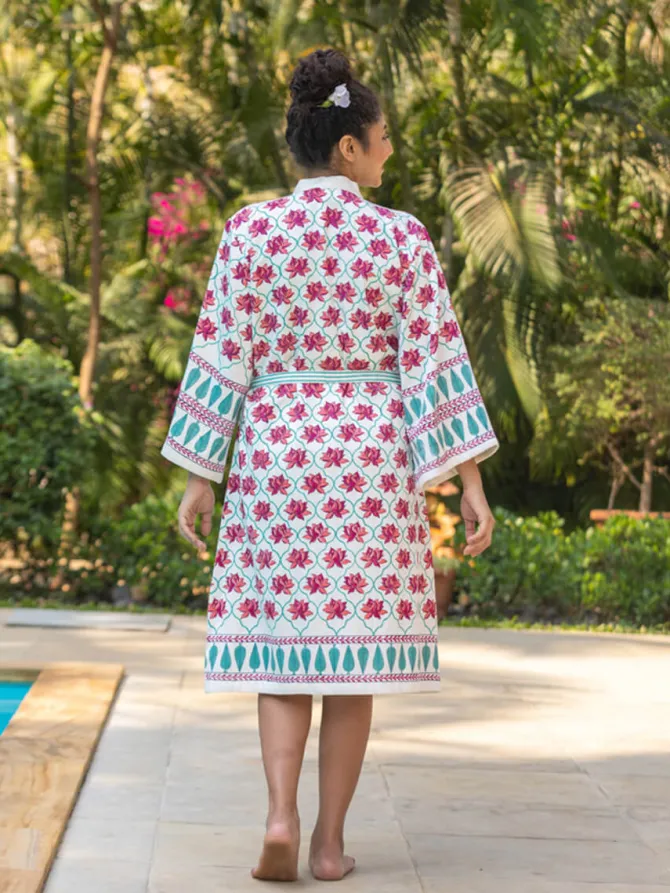 Laila Block Printed Luxury Cotton Bath Robe
