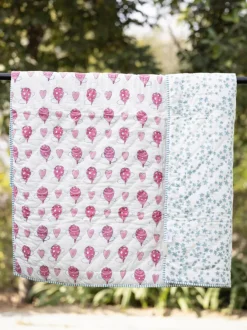 Lattu Hand Block Printed Cotton Quilt for Infants
