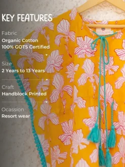 Lemon Organic Cotton Kaftan For Kids