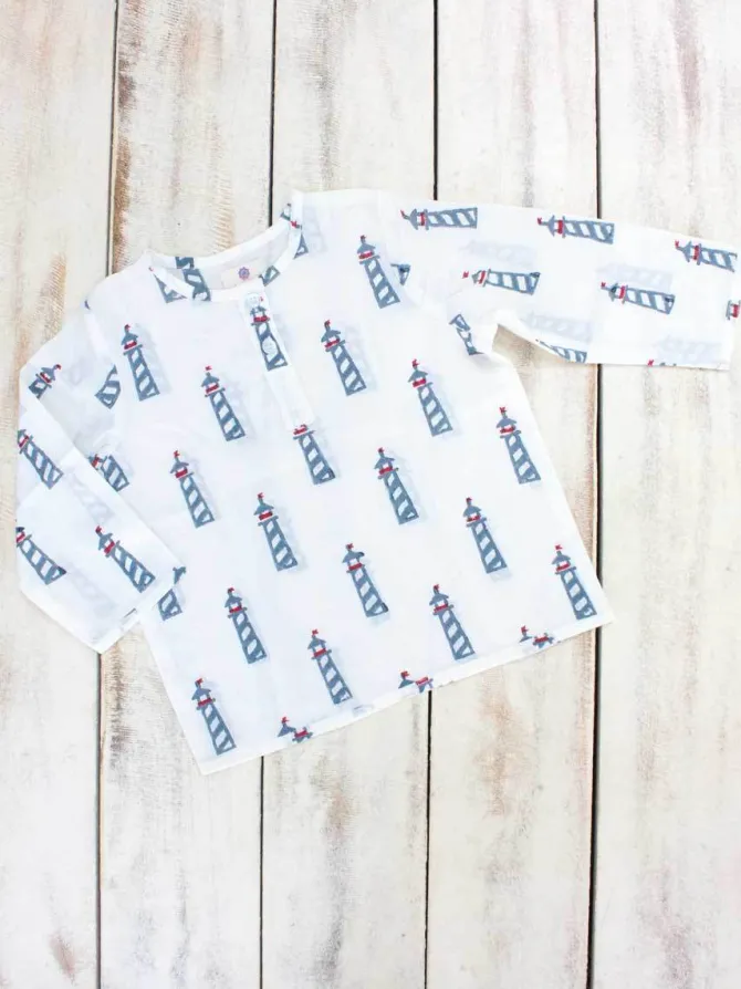 Lighthouse Magic Organic Cotton Block Printed Kurta