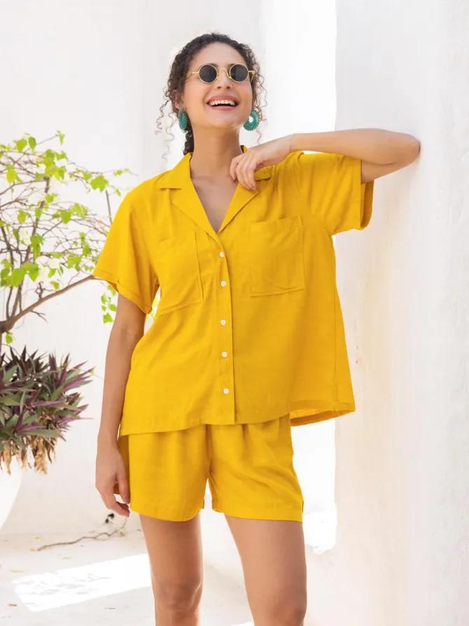 Lily Solid Yellow Co-ord Set of 2