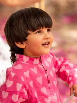 Little Hearts Organic Cotton Block Printed Kurta