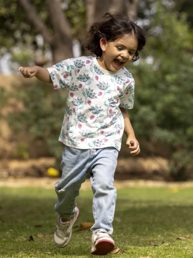 Little Lotus Organic Cotton Block Printed T-shirt