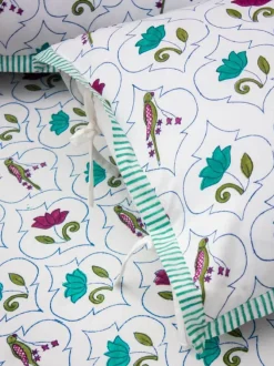 Lotus Jaal Block Printed Cotton Bedsheet