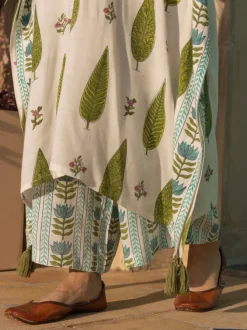 Lotus Meadow Slub Hand Block Print Palazzo Pants