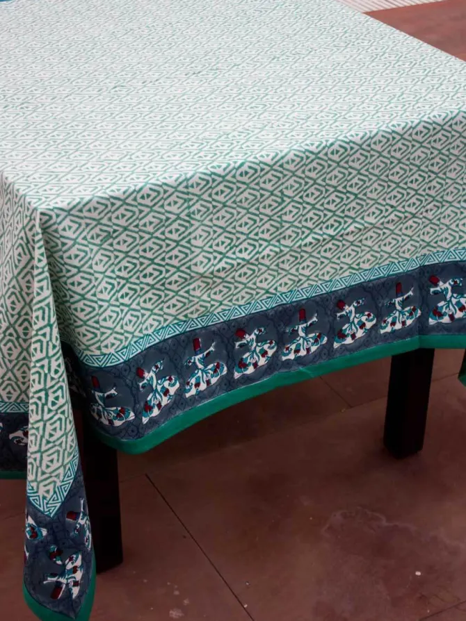 Mahtab Block Printed Cotton Table Cover