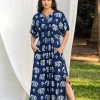 Malhar Indigo Kaftan Maxi Dress
