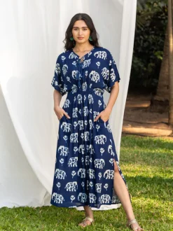 Malhar Indigo Kaftan Maxi Dress