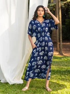 Malhar Indigo Kaftan Maxi Dress