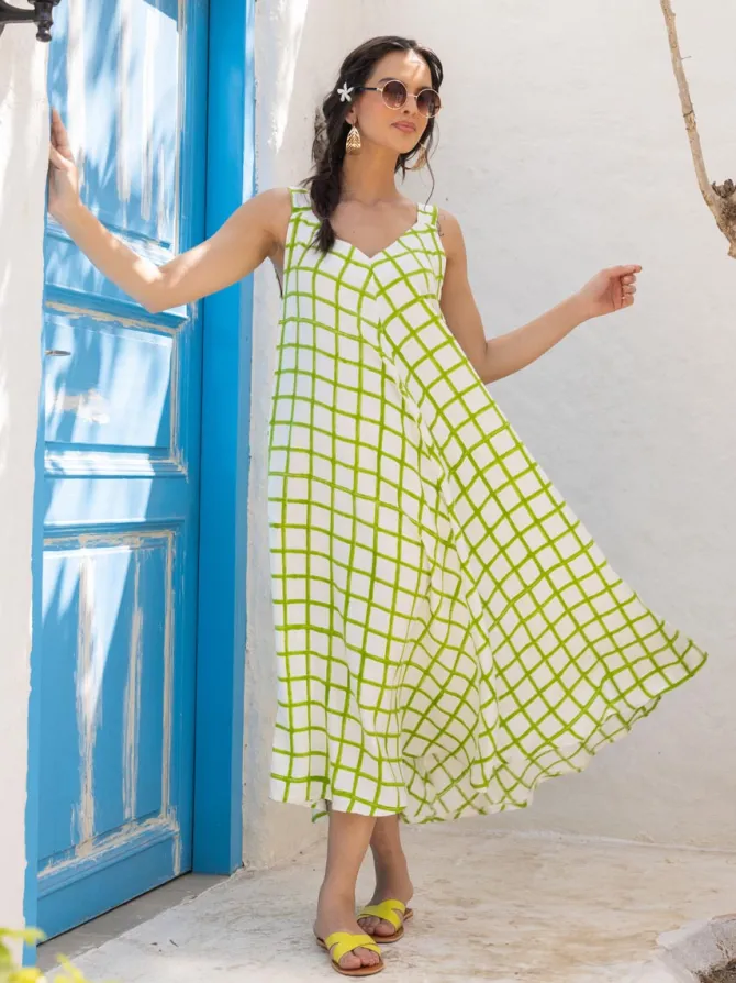 Marie Hand Block Printed Sleeveless Dress