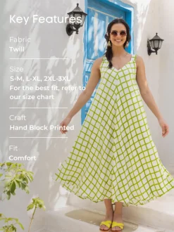 Marie Hand Block Printed Sleeveless Dress