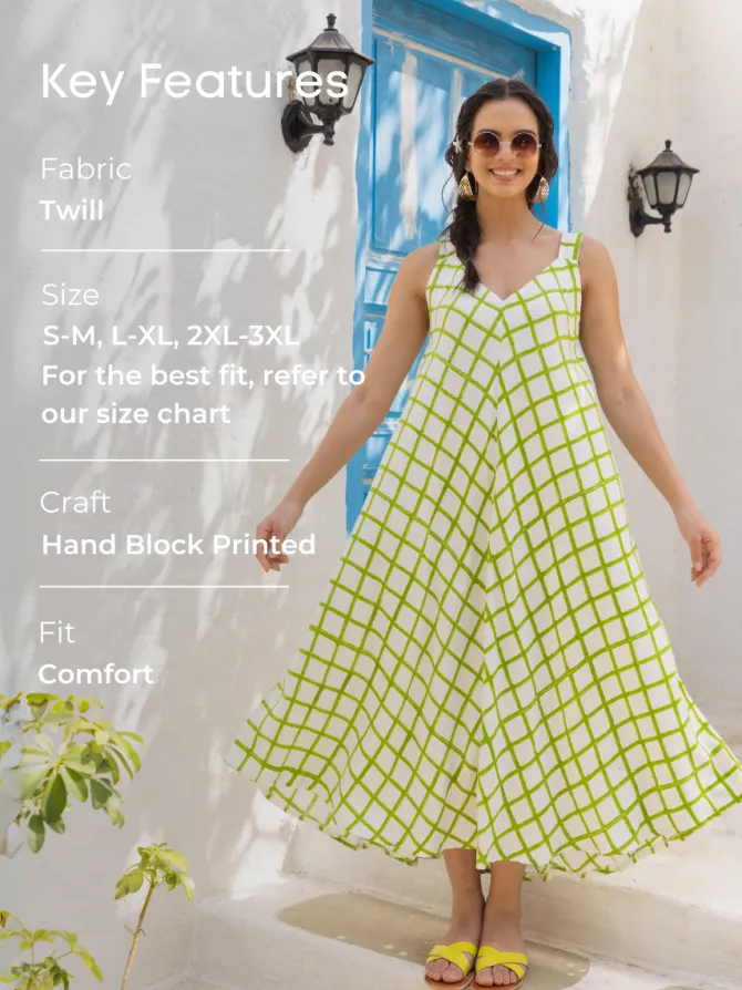 Marie Hand Block Printed Sleeveless Dress