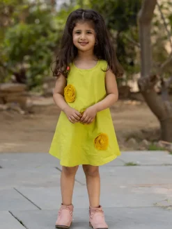 Martha Organic Cotton Green Sleeveless Dress
