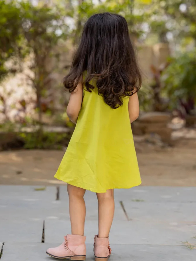 Martha Organic Cotton Green Sleeveless Dress