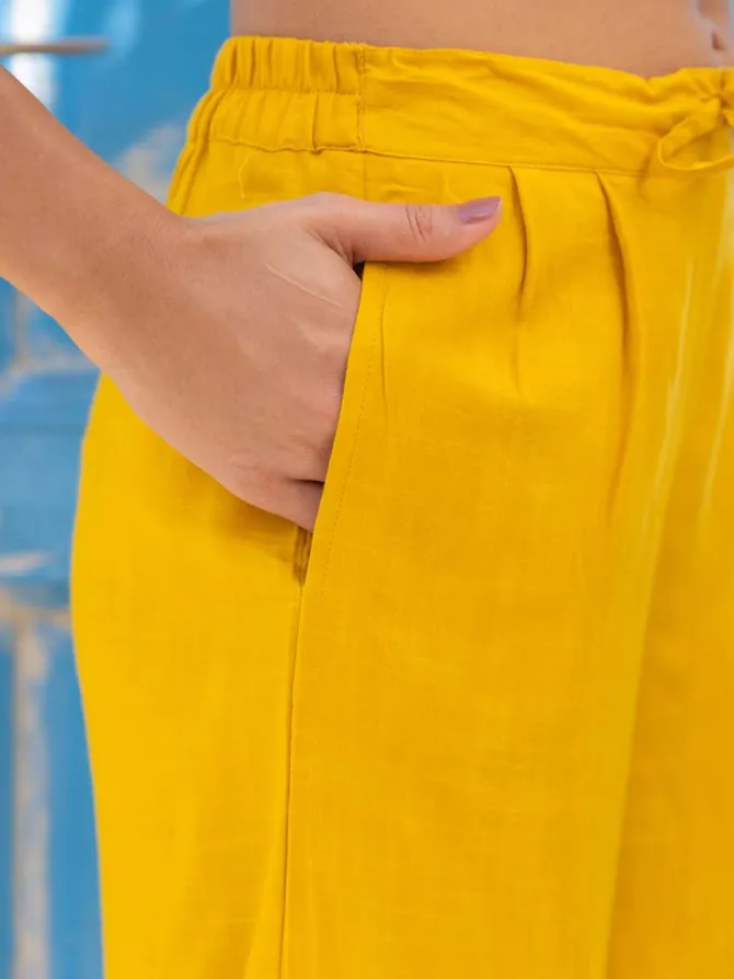 Mary Solid Yellow Palazzo Pants