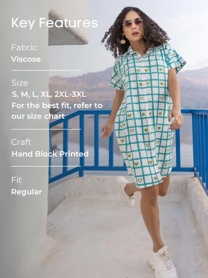 Matilda Hand Block Printed Shirt Dress