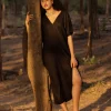 Maya Black Kaftan Dress