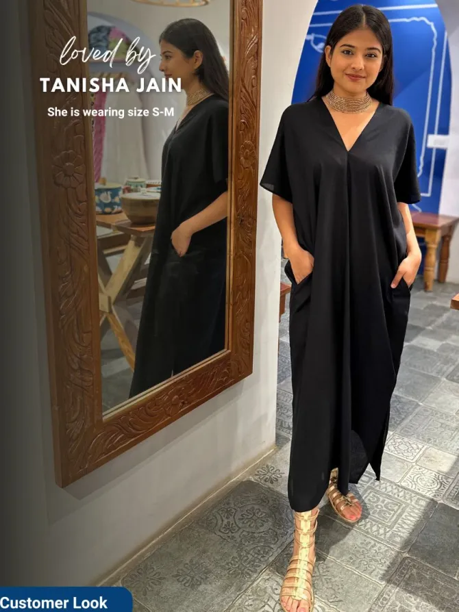 Maya Black Kaftan Dress